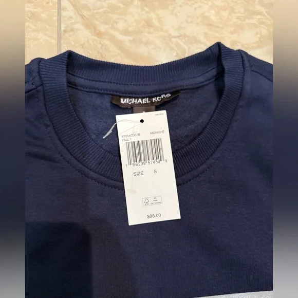 Michael Kors Mens Logo Navy Blue Long-sleeved Sweatshirt. New with tags. - Picture 3 of 4